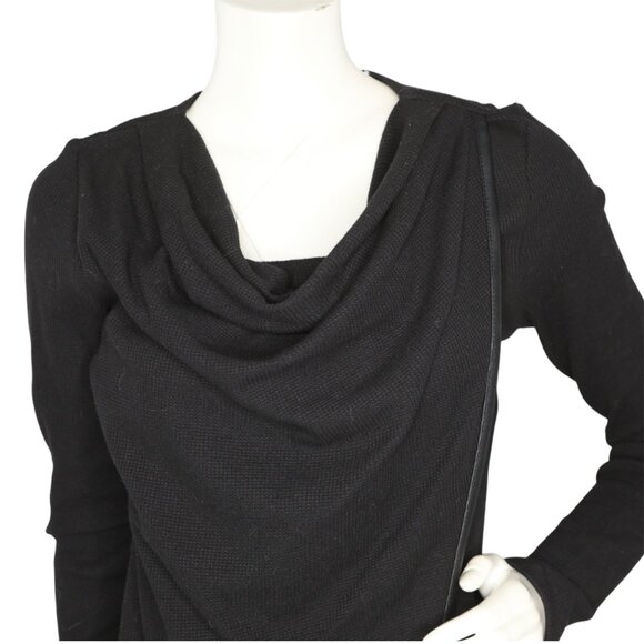 Marc New York Performance Cowl-Neck Waffle-Knit Black Tunic Top Asymmetrical - Picture 6 of 10